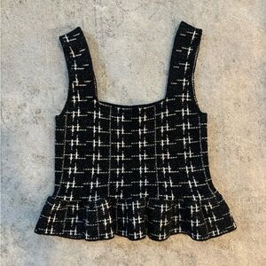 Zara Houndstooth Peplum Tank